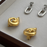 Givenchy 1980's Gold Plated Swirl Clip On Earrings