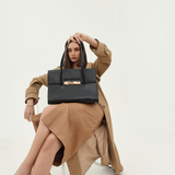 Bally Baroque Fold Black Leather Shoulder Bag