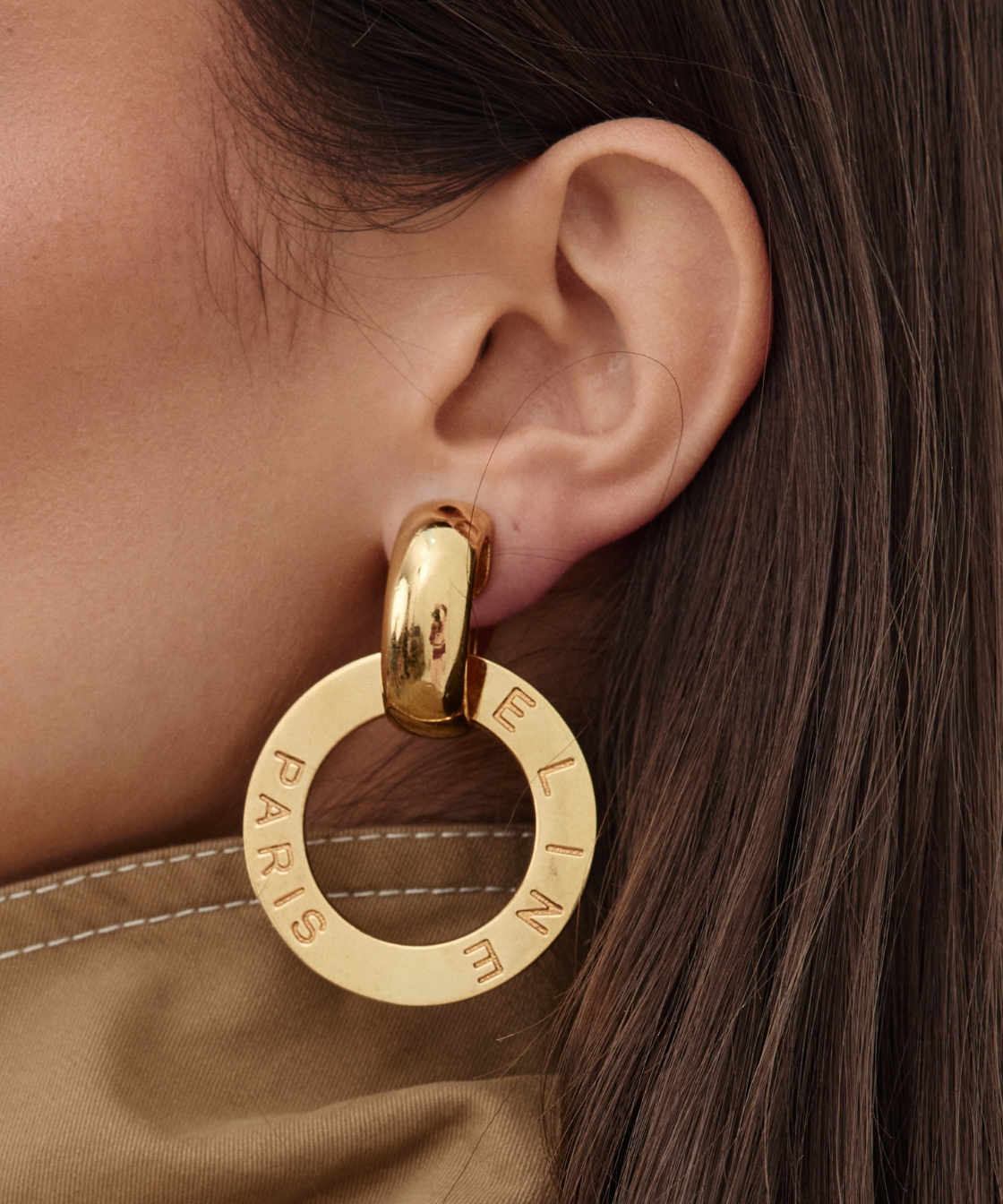 Céline Paris 1980’s Gold Door Knocker Hoop Earrings