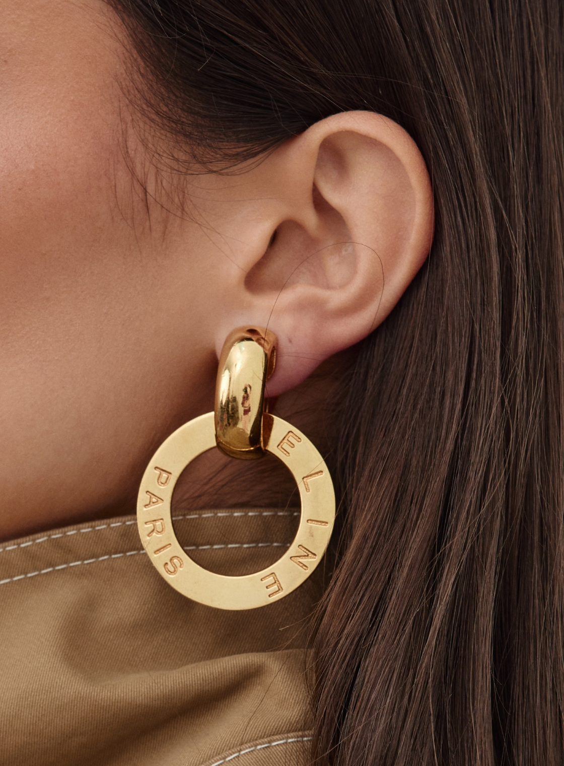 Céline Paris 1980’s Gold Door Knocker Hoop Earrings