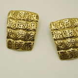 Yves Saint Laurent YSL Croco-Embossed Clip-On Earrings 1980s Goossens