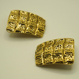 Yves Saint Laurent YSL Croco-Embossed Clip-On Earrings 1980s Goossens