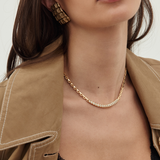 Nina Ricci 1980s Gold Crystal Bar Curb Chain Collar Necklace