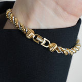 Christian Dior 1970's -1980's Gold & Silver Two Tone Twist Chain Bracelet