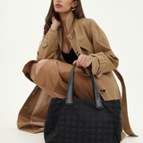 Chanel 2000s New Travel Line Black Nylon Jacquard Medium Tote Bag