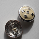 Givenchy 1980s–1990s Round White & Silver Tone Clip On Earrings
