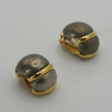 Nina Ricci 1980s Gold & Gunmetal Domed Earrings
