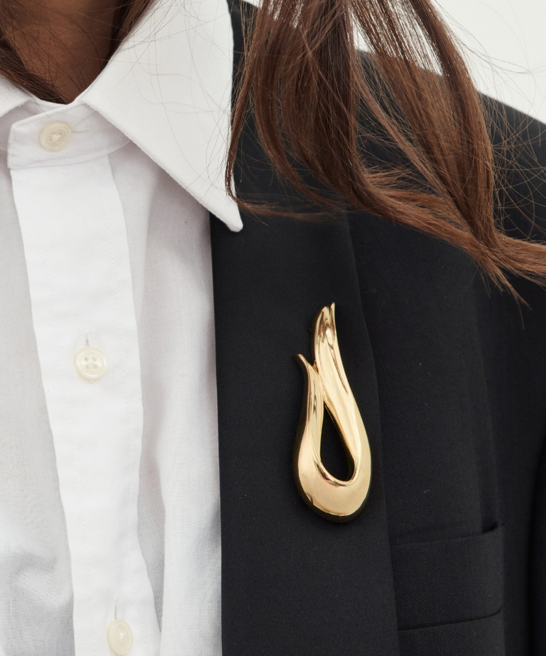 Givenchy 1990's Gold Flame Loop Brooch