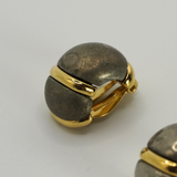 Nina Ricci 1980s Gold & Gunmetal Domed Earrings