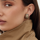 Nina Ricci 1980s Gold & Gunmetal Domed Earrings
