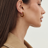 Givenchy 1970’s Gold Amber Marbled Enamel Hoop Clip-On Earrings