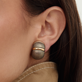 Nina Ricci 1980s Gold & Gunmetal Domed Earrings