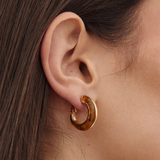 Givenchy 1970’s Gold Amber Marbled Enamel Hoop Clip-On Earrings