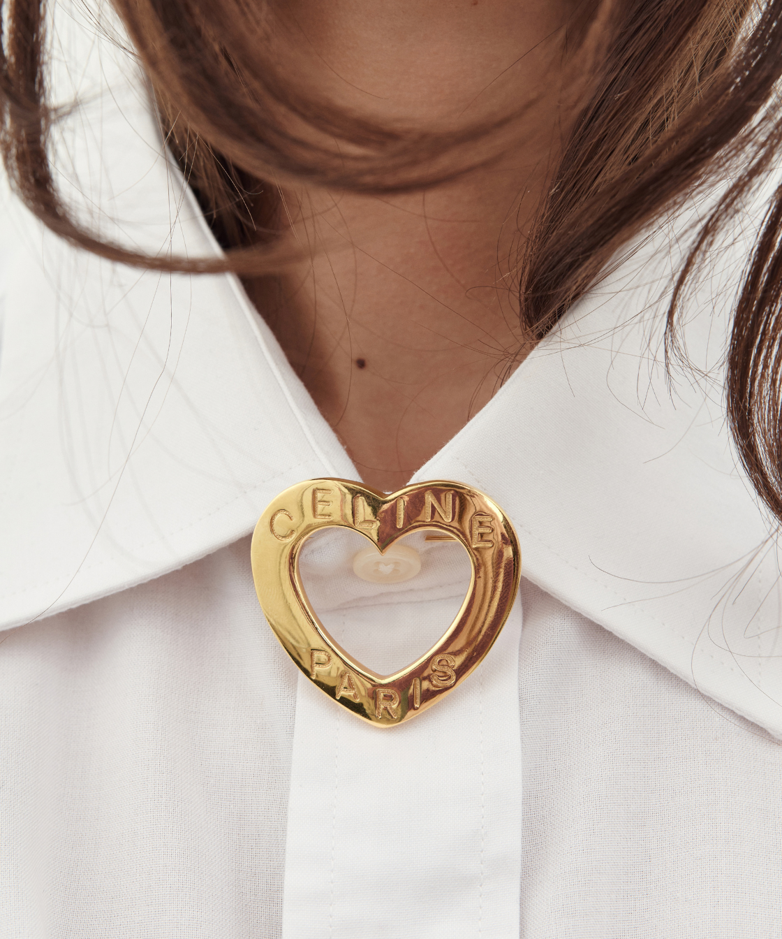 Céline 1990's Gold Heart Brooch