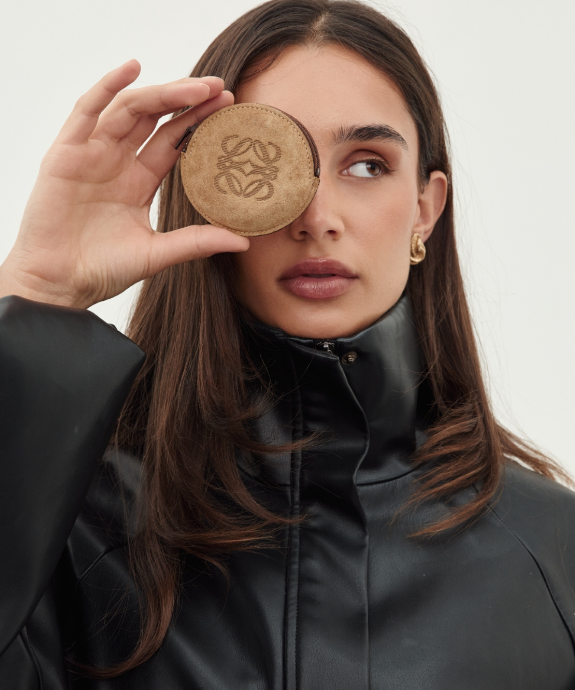 LOEWE - c. 1980’s Anagram Suede Coin Purse