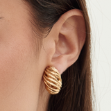Yves Saint Laurent 1980s Gold Swirl Dome Clip-On Earrings