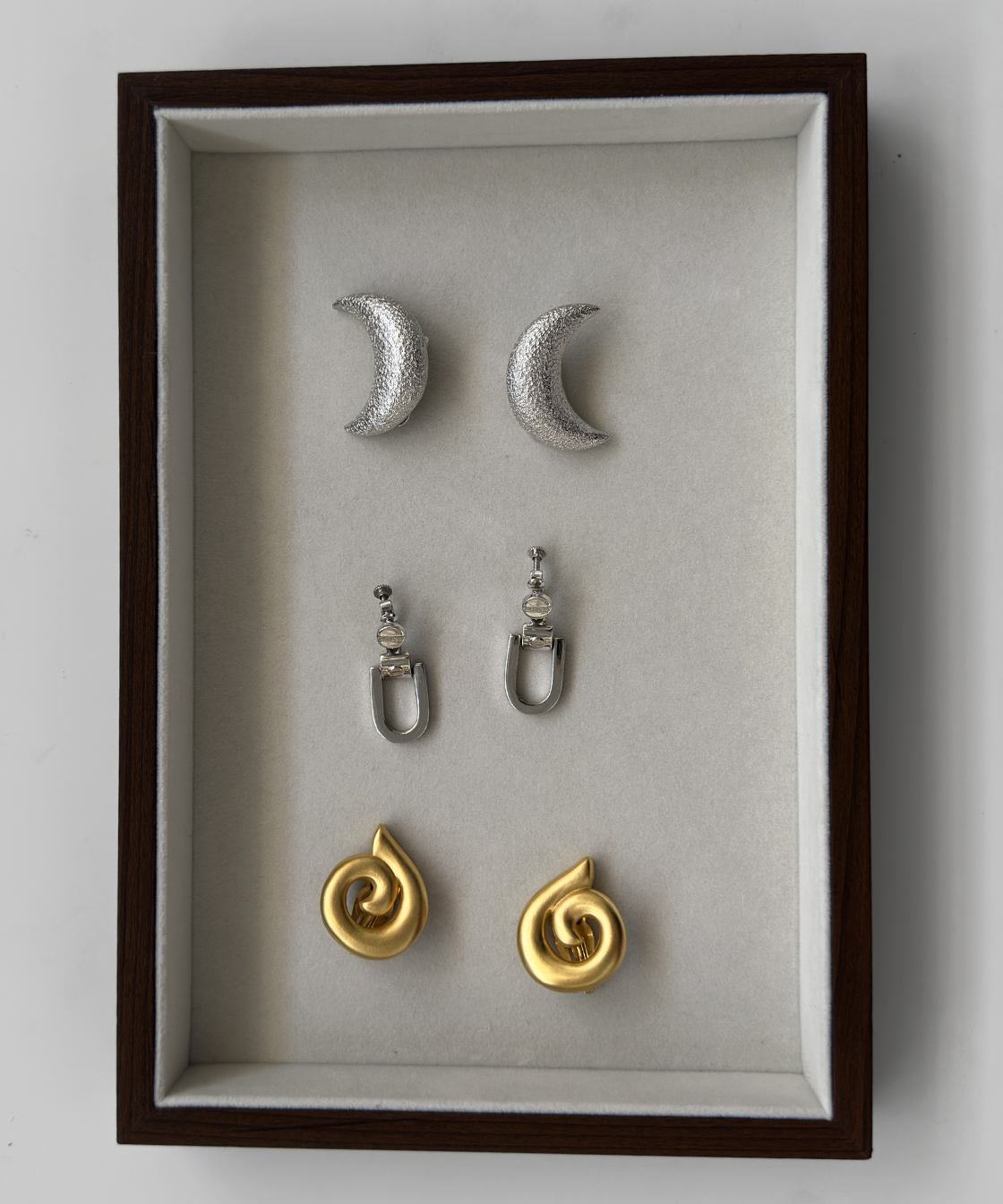 Christian Dior 1980's Silver Crescent Moon Clip On Earrings