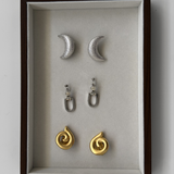 Christian Dior 1980's Silver Crescent Moon Clip On Earrings