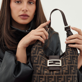 Fendi Vintage Zucca Canvas Crescent Hobo Mamma Baguette Bag