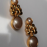 Nina Ricci 1980's -1990's Rare Gold Pearl Clip-On Earrings