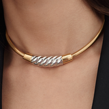 Givenchy 1970's Sculptural Two-Tone Tubogas Collar Necklace