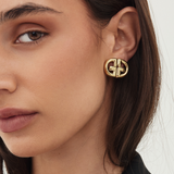 Givenchy 1990's Gold Interlocking Monogram Earrings
