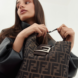 Fendi Vintage Zucca Canvas Crescent Hobo Mamma Baguette Bag