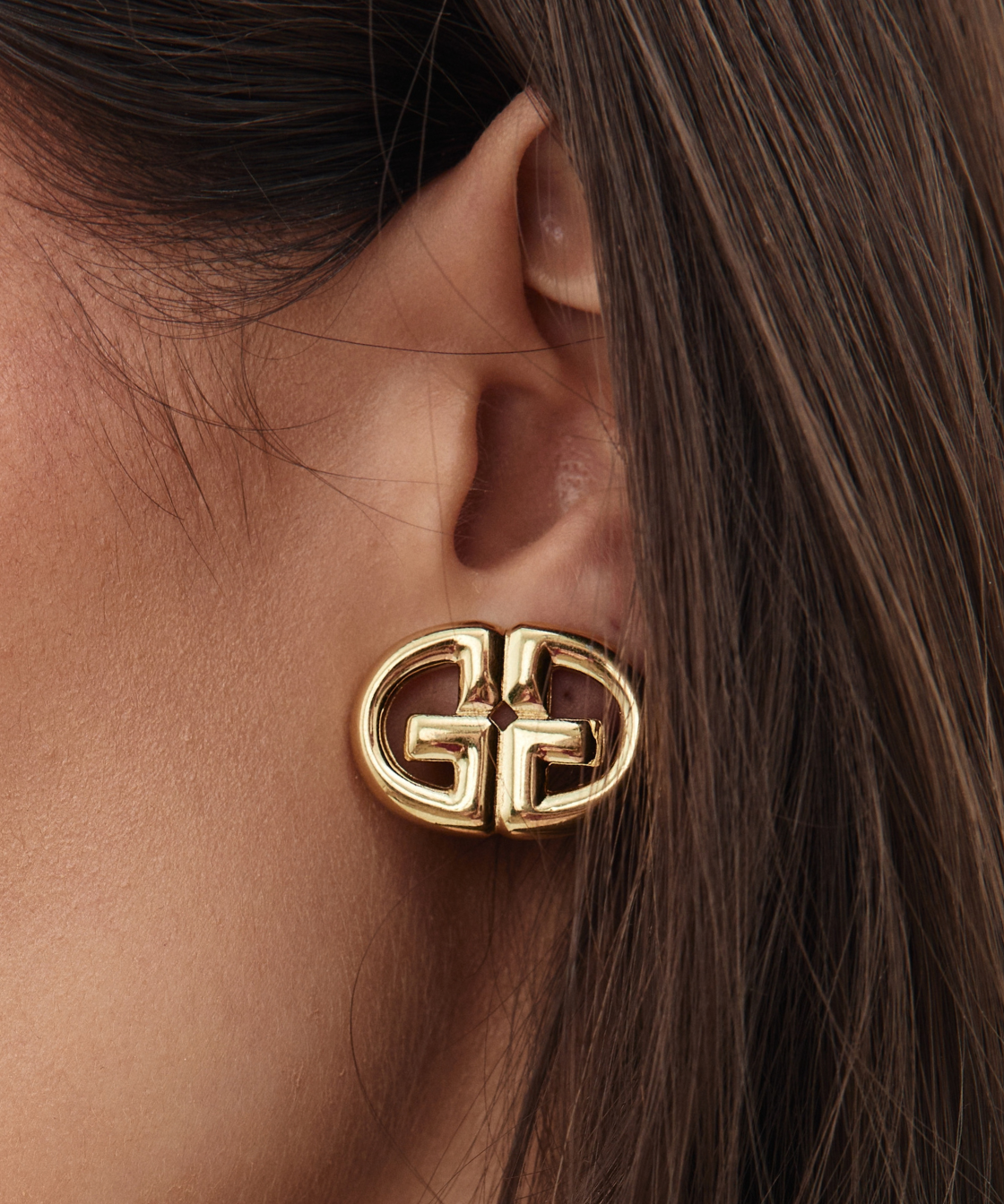 Givenchy 1990's Gold Interlocking Monogram Earrings