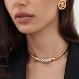 Givenchy 1970's Sculptural Two-Tone Tubogas Collar Necklace