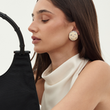 Givenchy 1980s–1990s Round White & Silver Tone Clip-On Earrings