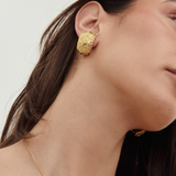 Christian Dior - 1980s Trotter Oblique Gold Earrings