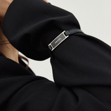 Prada 2000s Black Leather Bracelet With Minimalist Logo Plate