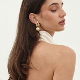 Nina Ricci 1980's -1990's Rare Gold Pearl Clip-On Earrings