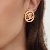 Chanel 1997 Coco Turn-Lock Circle Clip-On Earrings