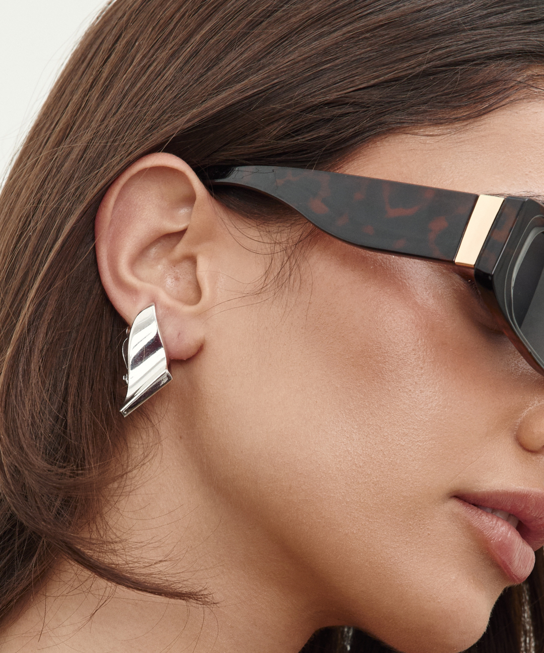 Givenchy 1976 Sculptural Silver Tone Earrings