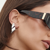 Givenchy 1976 Sculptural Silver Tone Earrings