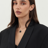 Givenchy 1980's Silver 925 Plated Black Pendant Necklace