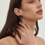 Chanel 2000 Black Leather Silver Tone Clip-On Earrings