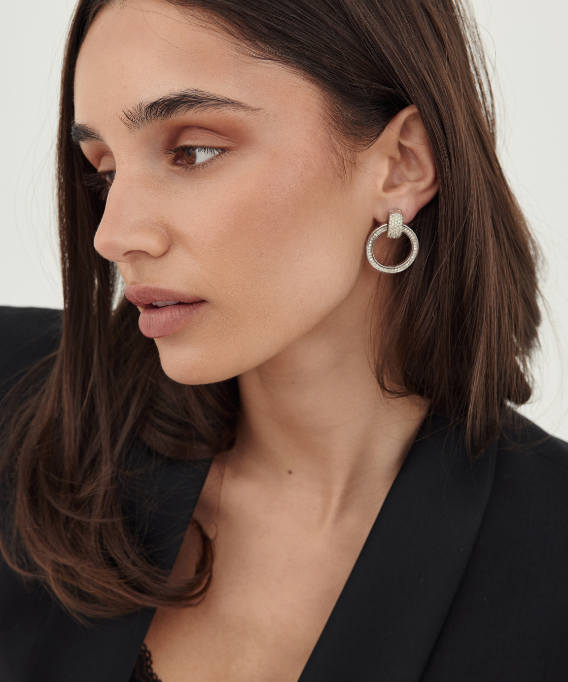 Christian Dior 1980's Swarovski Crystal Door Knocker Earrings