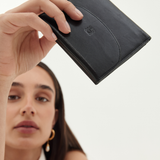 LOEWE - c. 1990’s Black Leather Anagram Trifold Envelope Wallet