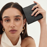LOEWE - c. 1990’s Black Leather Anagram Trifold Envelope Wallet