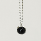 Givenchy 1980's Silver 925 Plated Black Pendant Necklace