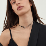 Christian Dior Silver Safety Pin Rhinestone Choker Necklace