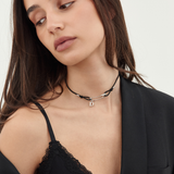 Christian Dior Silver Safety Pin Rhinestone Choker Necklace