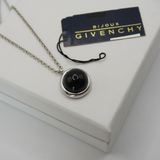 Givenchy 1980's Silver 925 Plated Black Pendant Necklace