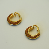 Givenchy 1970’s Gold Amber Marbled Enamel Hoop Clip-On Earrings