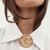 Chanel 1993 CC Circle Gold Plated Brooch