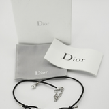 Christian Dior Silver Safety Pin Rhinestone Choker Necklace