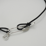 Christian Dior Silver Safety Pin Rhinestone Choker Necklace