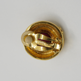 Nina Ricci Gold Plated Round Ruby Red Glass Cabochon Earrings